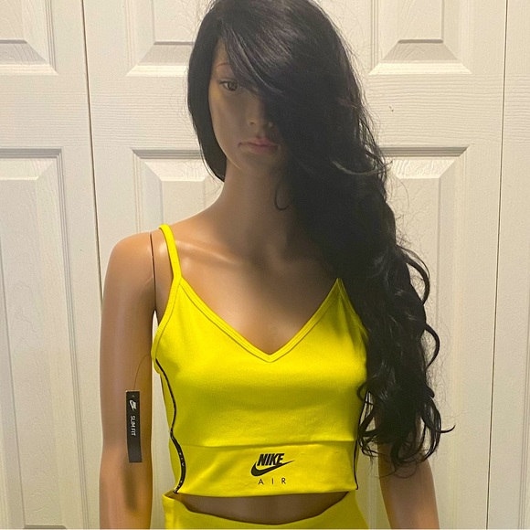 Nike Yellow Ribbed Cropped Tank Top size small - Picture 1 of 7